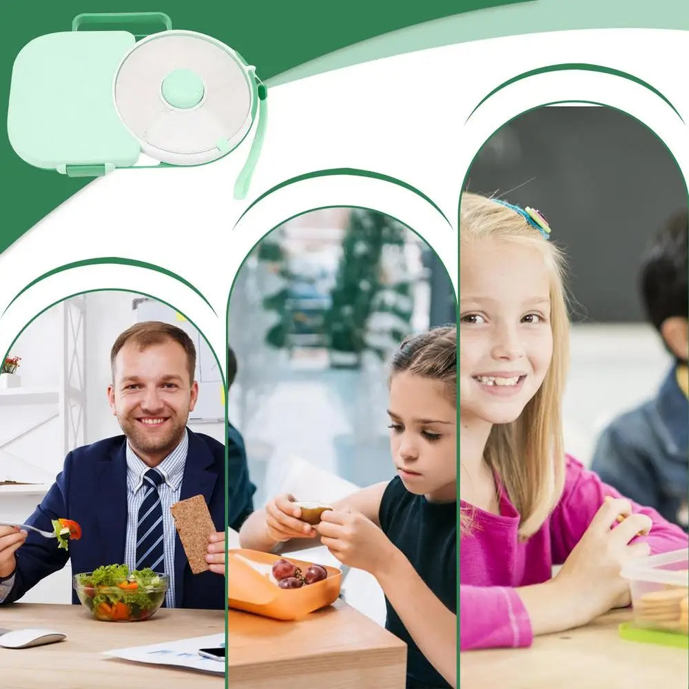 Portable Snack Rotating Lunchbox with 5 Compartments (Green)