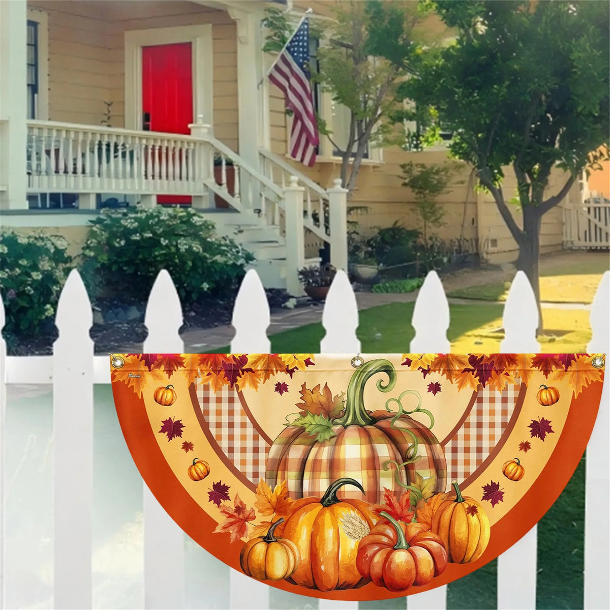 Festive Pumpkin Bunting Fan Flag Outdoor Decoration