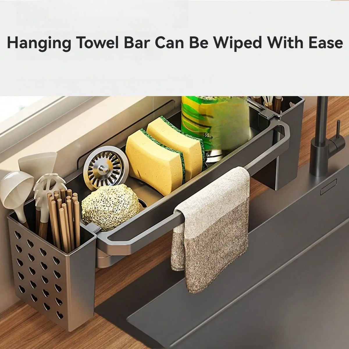 Adhesive Kitchen Sink Organizer Caddy Wall Mount Dish Sponge Holder for Kitchen Sink