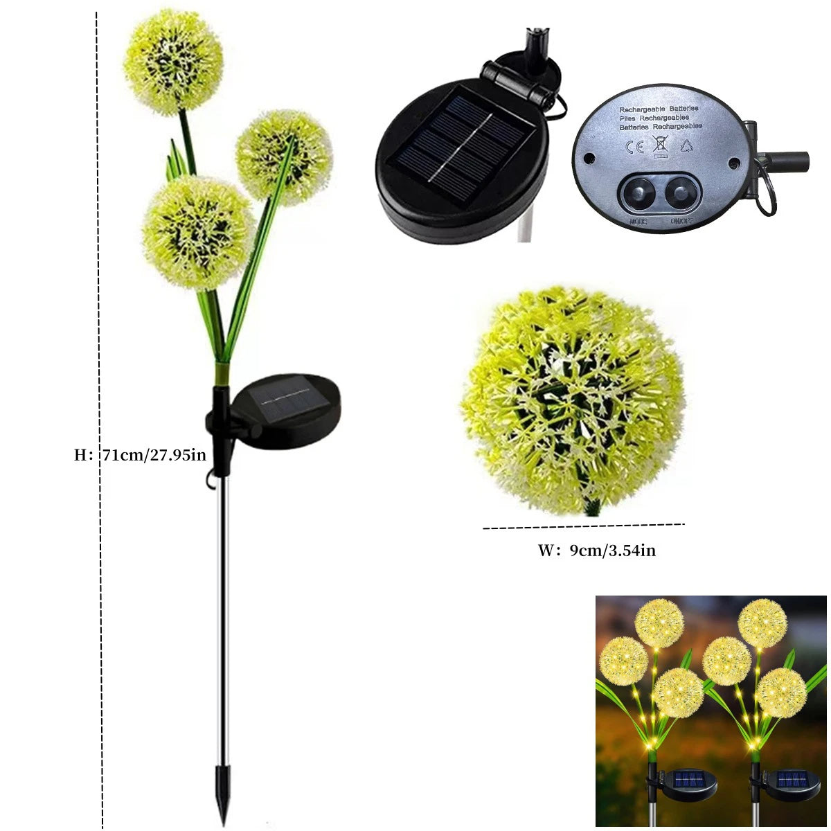 Solar Flower Light LED Decorative Waterproof Light Lamp (Colorful)