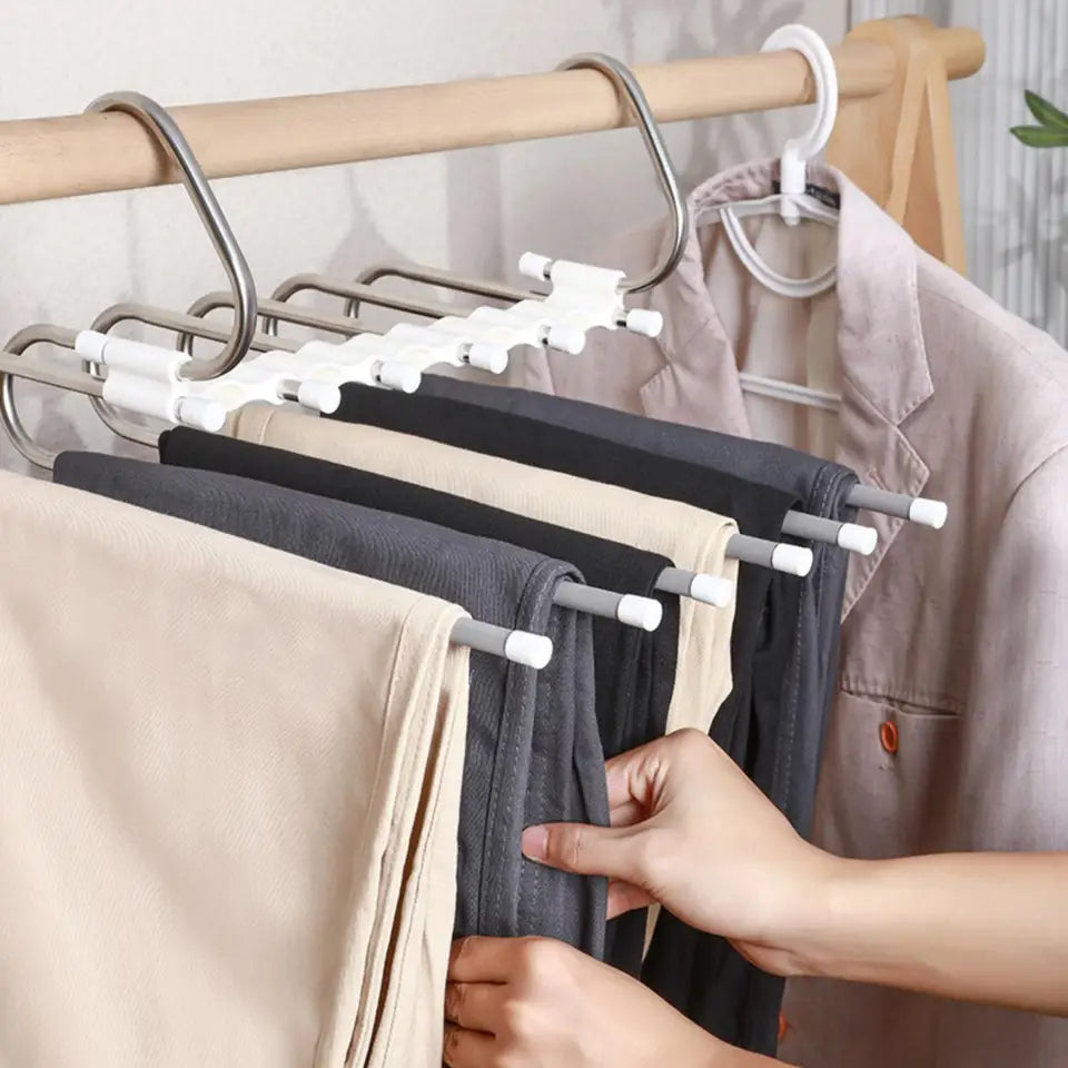 Multifunctional Foldable Clothes Organizer Folding Pants Hanger (White)