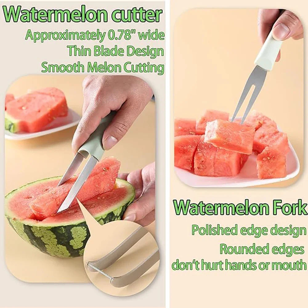 3-in-1 Stainless Steel Watermelon Cutter – Multifunctional Fruit Slicer for Kitchen