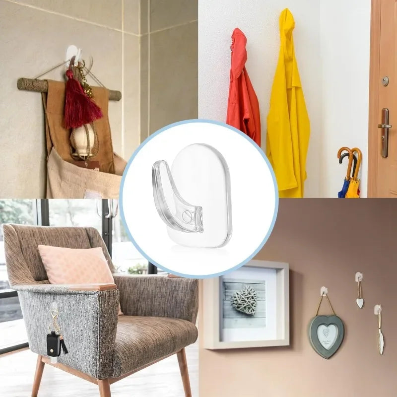 Transparent Seamless Wall Hooks 10PCS Waterproof Self-Adhesive Storage Organizers