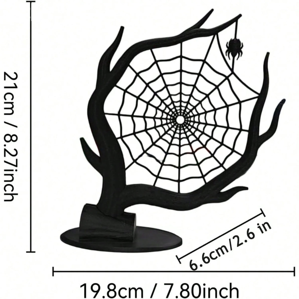 Gothic Spiderweb Jewelry Holder – Black Tree-Shaped Jewelry Display Stand for Halloween