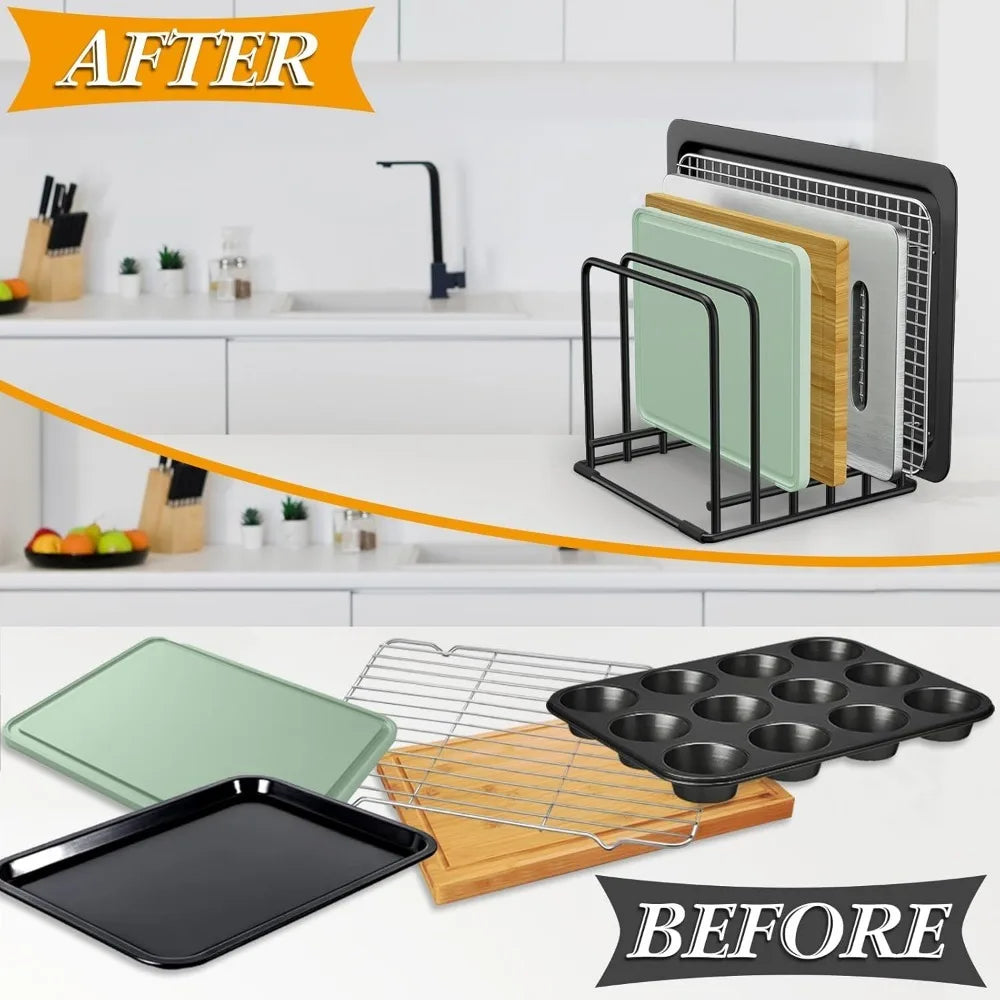 5-Tier Vertical Metal Rack Organizer for Cutting Boards