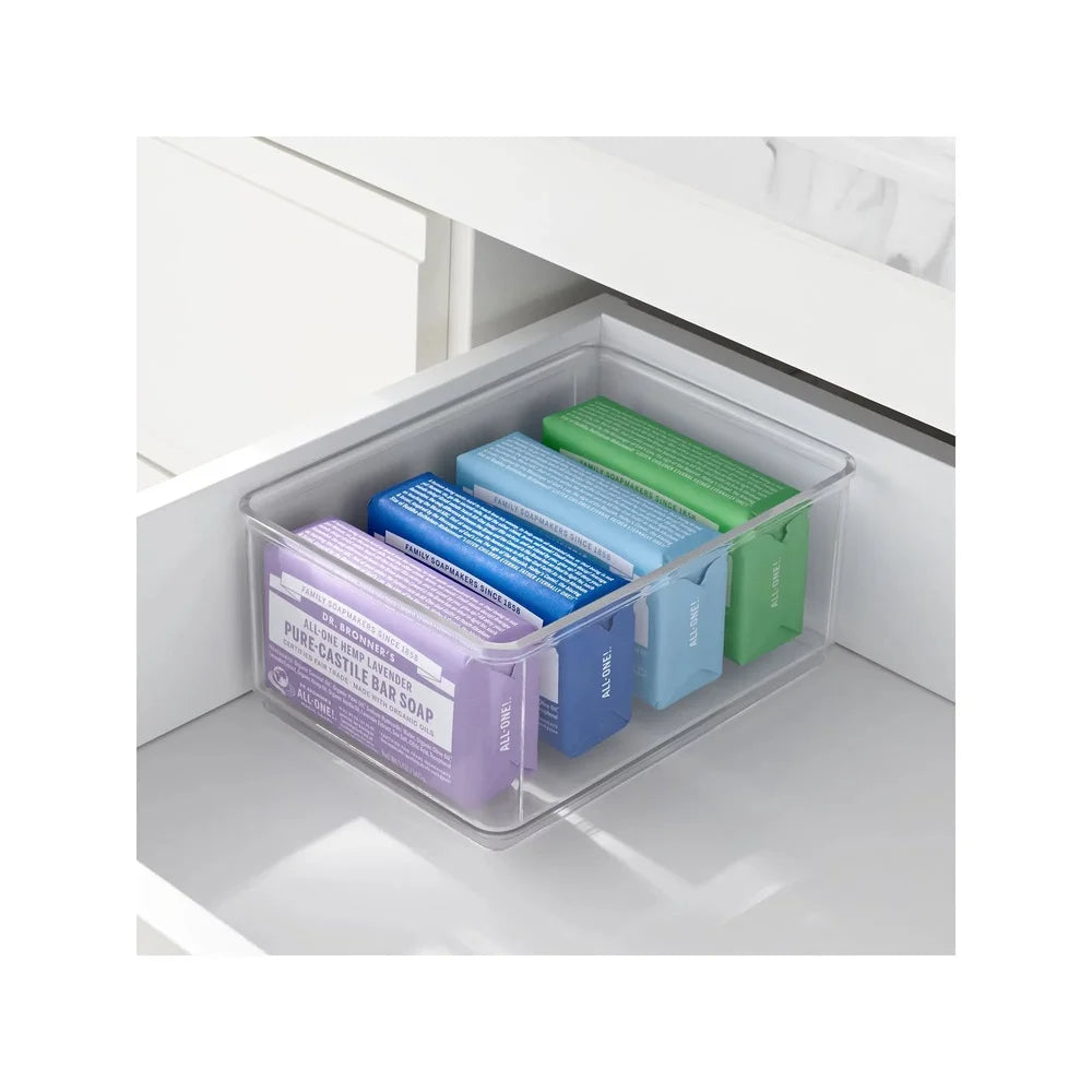 Clear Storage Bins Stackable Medium Organizers for Home Office