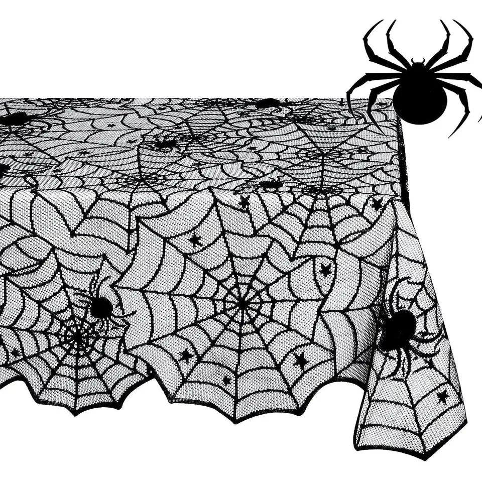 Halloween Black Lace Spiderweb Tablecloth