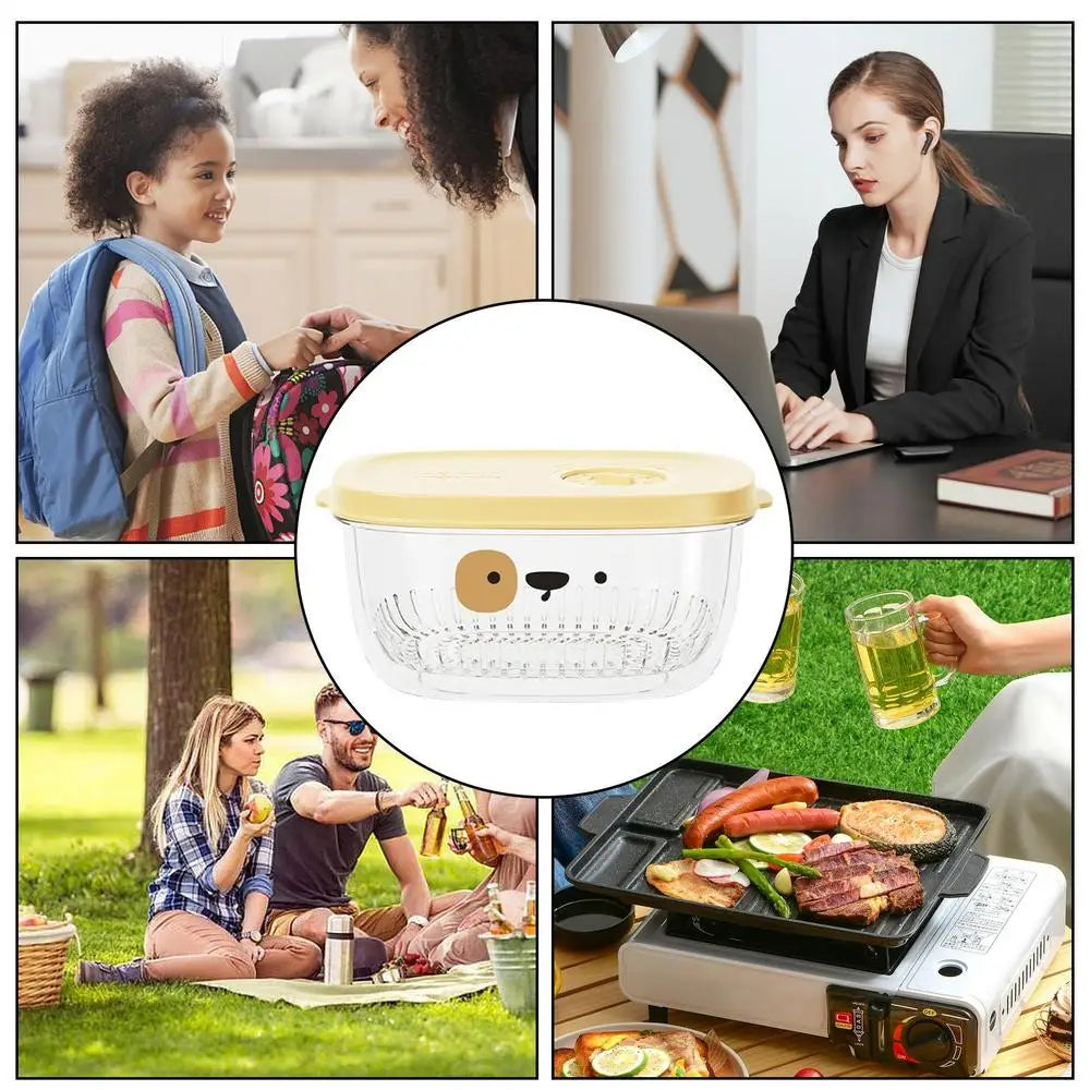 Crisper Food Storage Container Leakproof Design for Food Storage (Yellow)