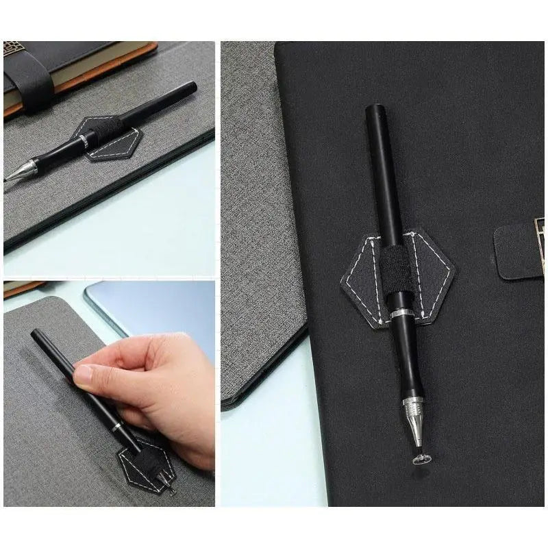 Portable Leather Pencil Holder Organizer Self-adhesive Pen Clips, 2 Pack (Random Color)