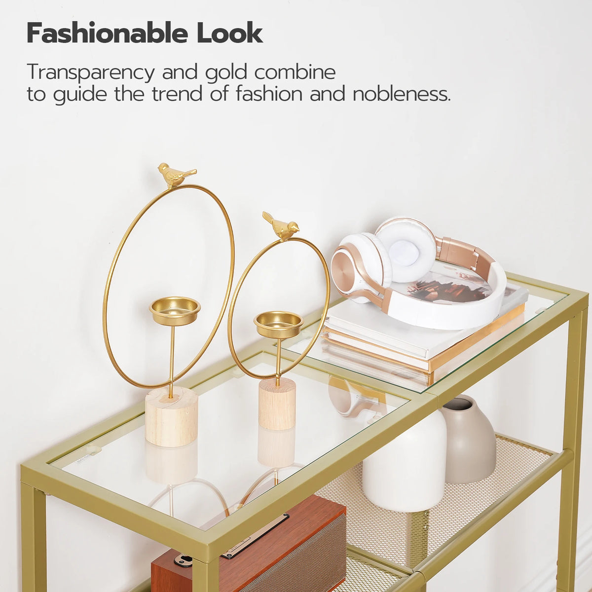 Modern 3-Tier Tempered Glass Console Table (29.5" Narrow)