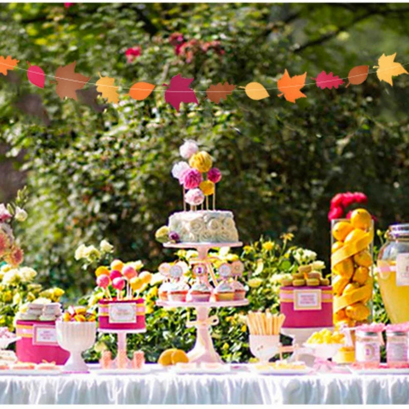 Fall Maple Leaf Garland Banner 5PCS for Thanksgiving