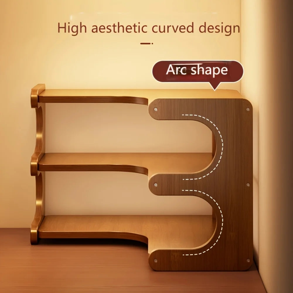 Bamboo Corner Desk Shelf – Multi-Tier Natural Wood Desktop Organizer