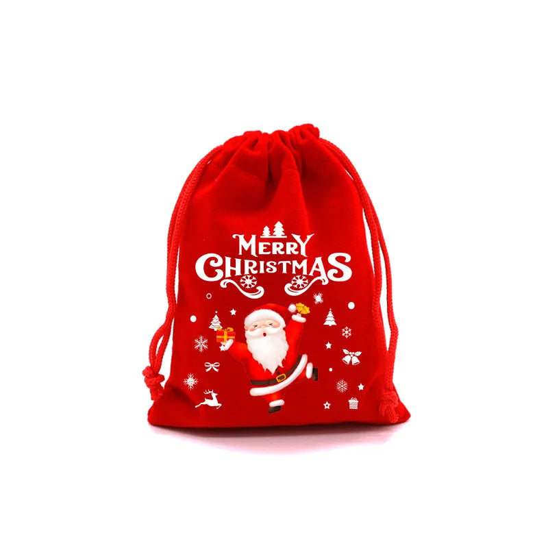 Christmas Velvet Santa Bags 20PCs Small Candy Gift Bag Drawstring Pouch