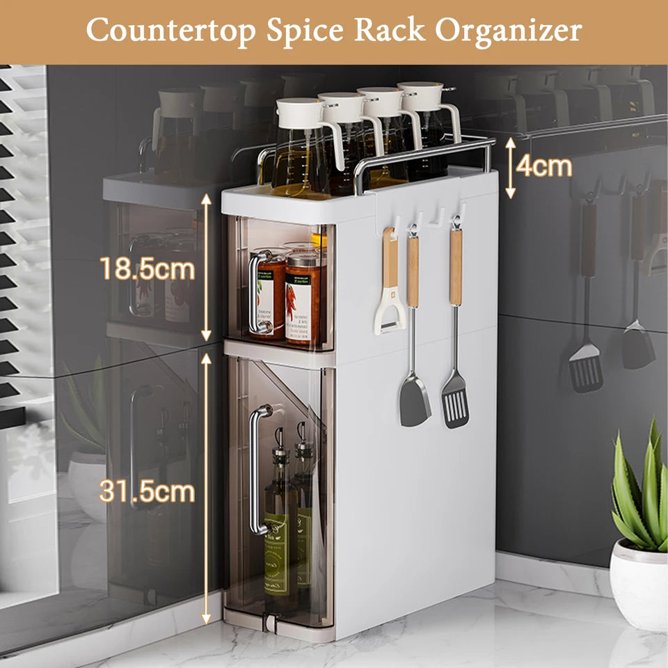 Pull-Out Countertop Organizer 3-Tier Pull-Out Kitchen Storage Shelf