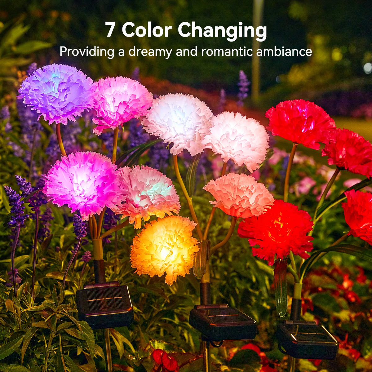 Solar Flowers Lights Outdoor Decor 4 Pack Stake Lights for Patio