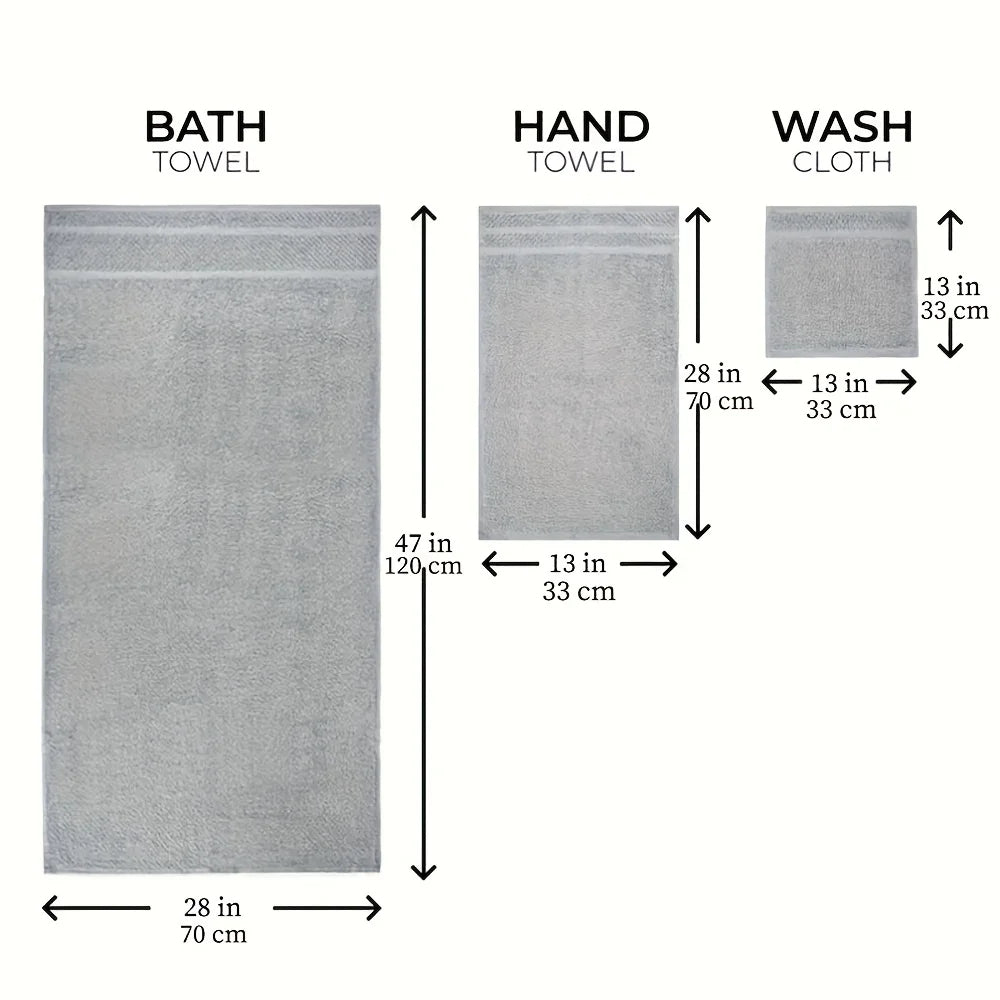 Premium Cotton Towel Set 10-Piece  Washcloth Bundle (Gray)