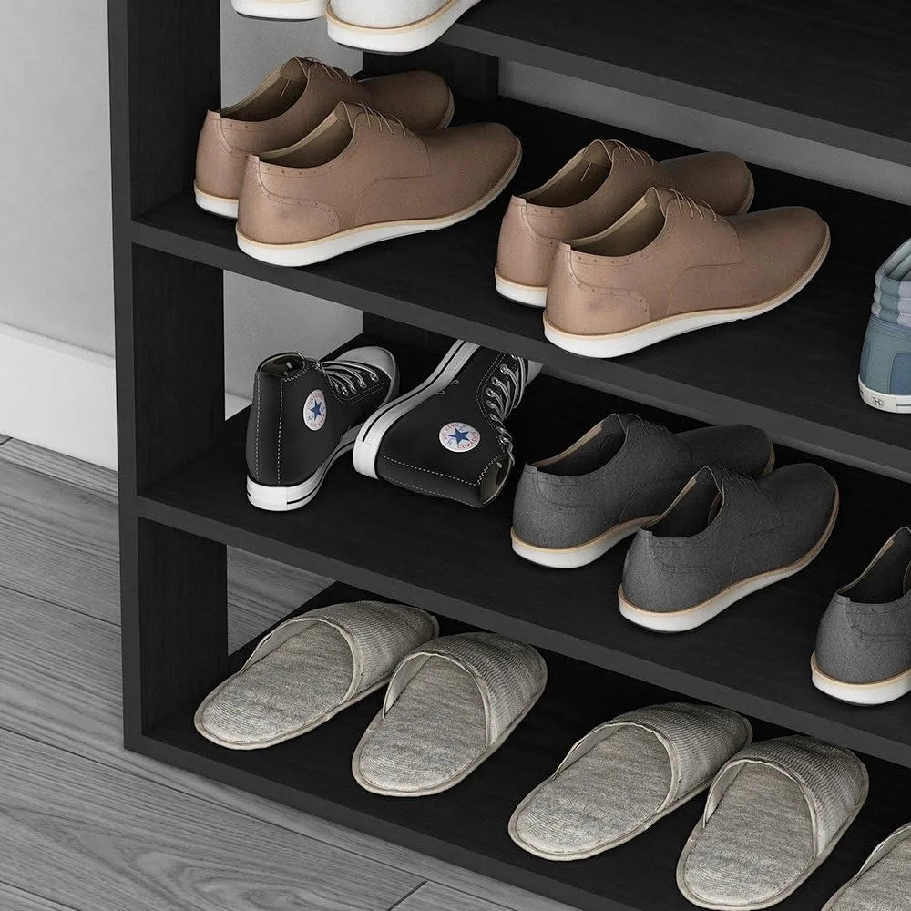 5 Tier Shoe Rack Wooden Storage Cabinet for Entryway (Black)