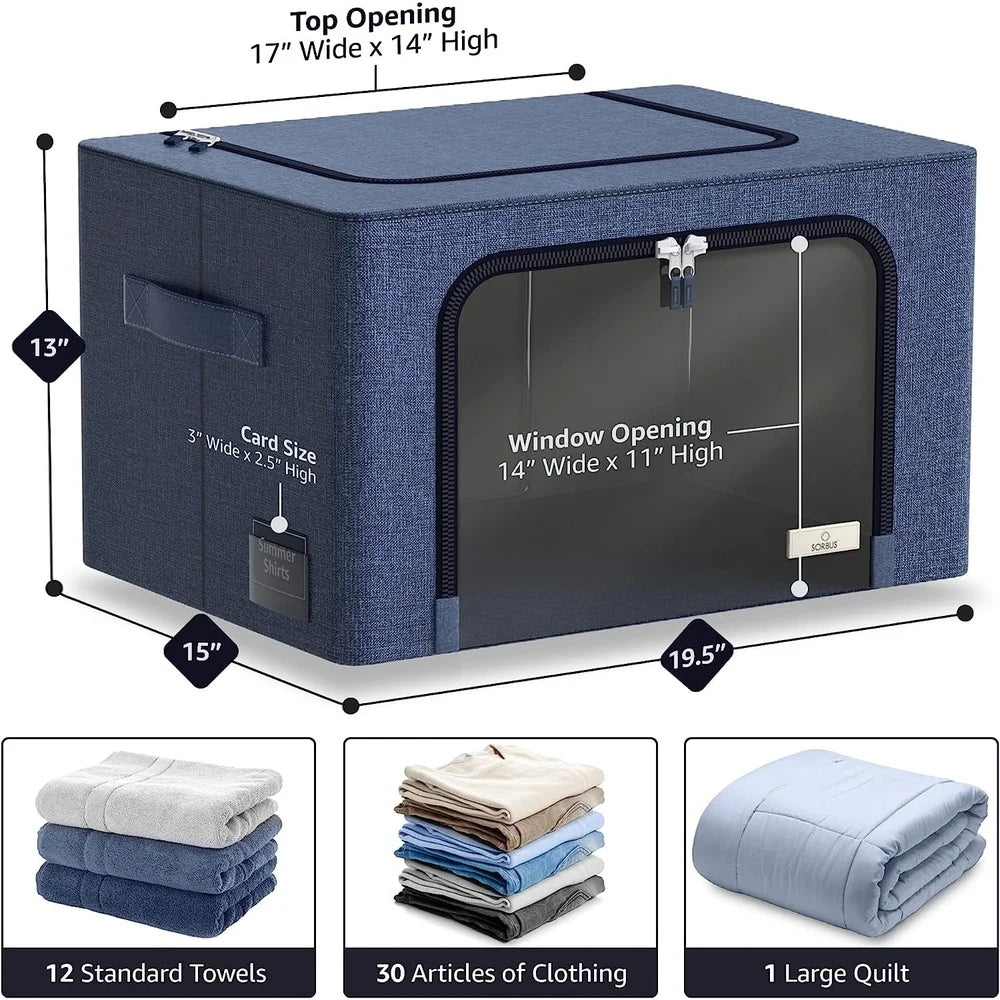 Stackable Foldable Storage Bins with Internal Metal Frame