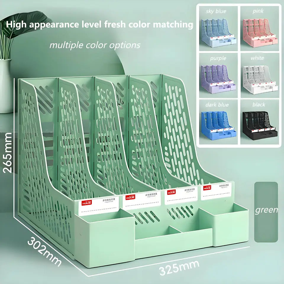 Detachable 4-Compartment Desktop File Organizer (White)