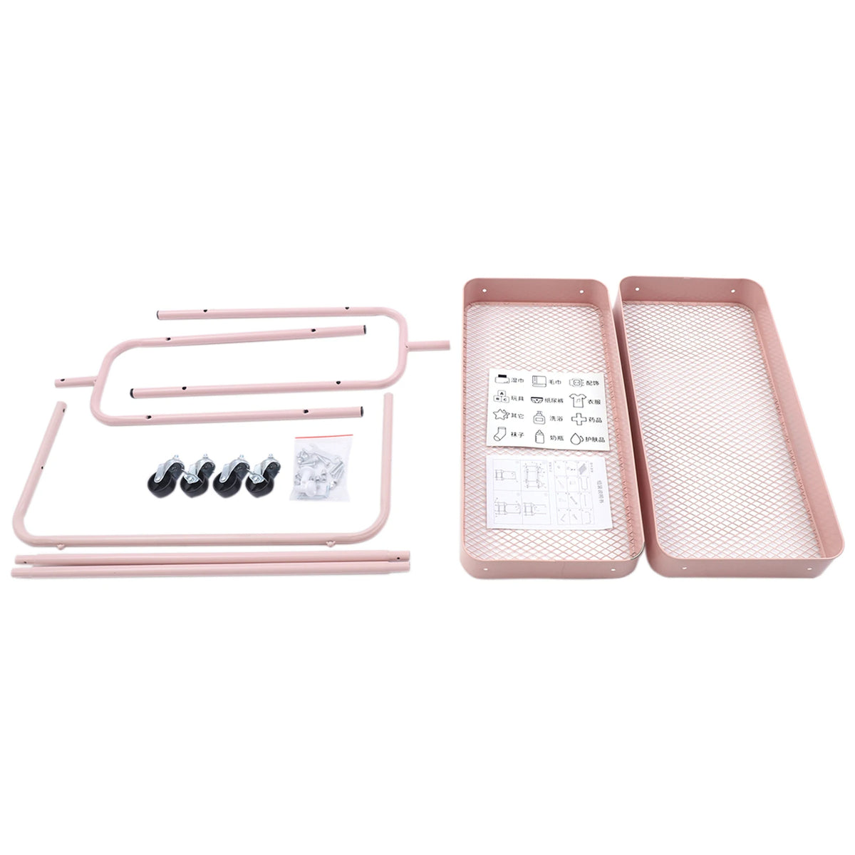 Carbon Steel Floor Standing Garment Rack 26&quot; Baskets with Wheels