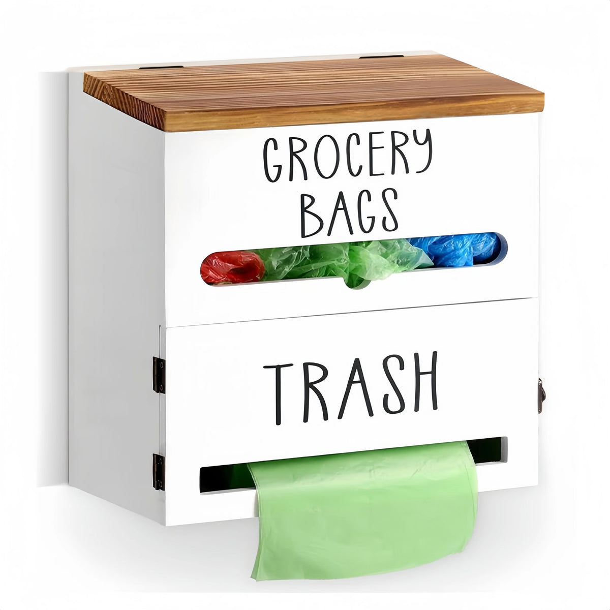 2-in-1 Wooden Garbage Bag Dispenser Organizer (White)