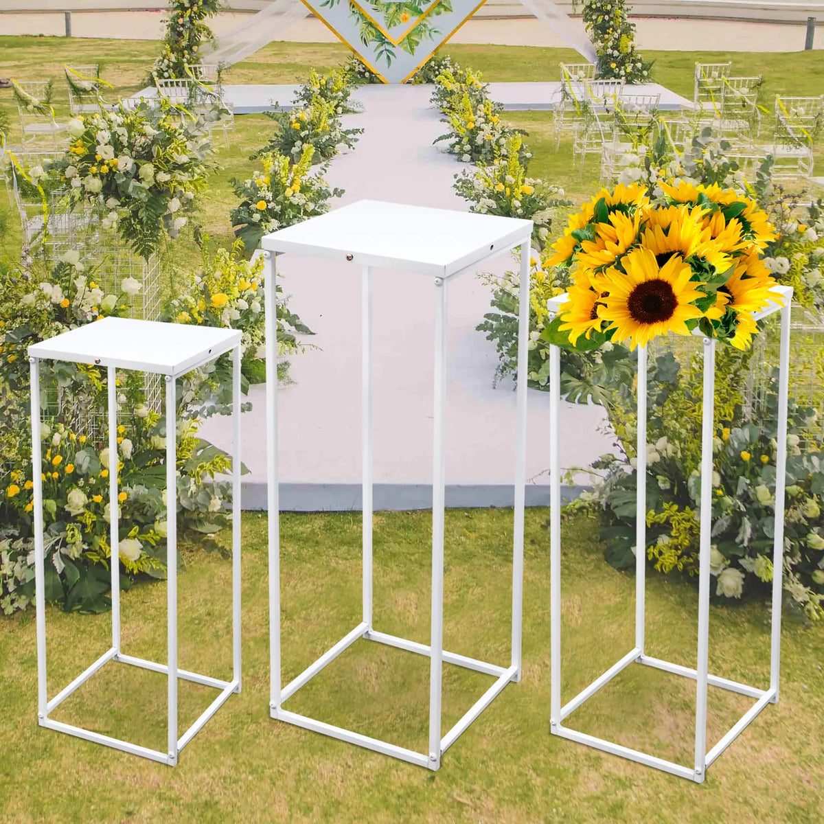 Set of 3 Metal Plant Stands Flower Holders for Indoor Outdoor Decor