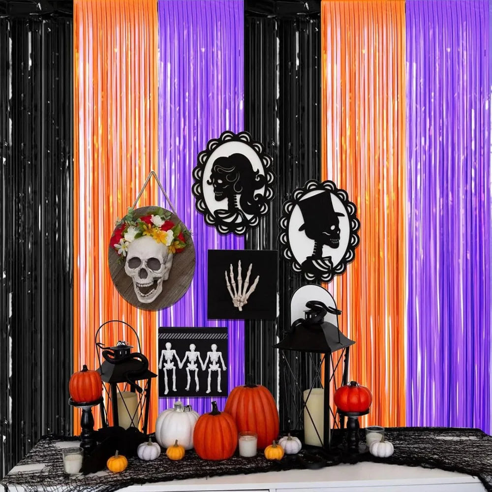 2-Pack Metallic Tinsel Foil Fringe Curtains