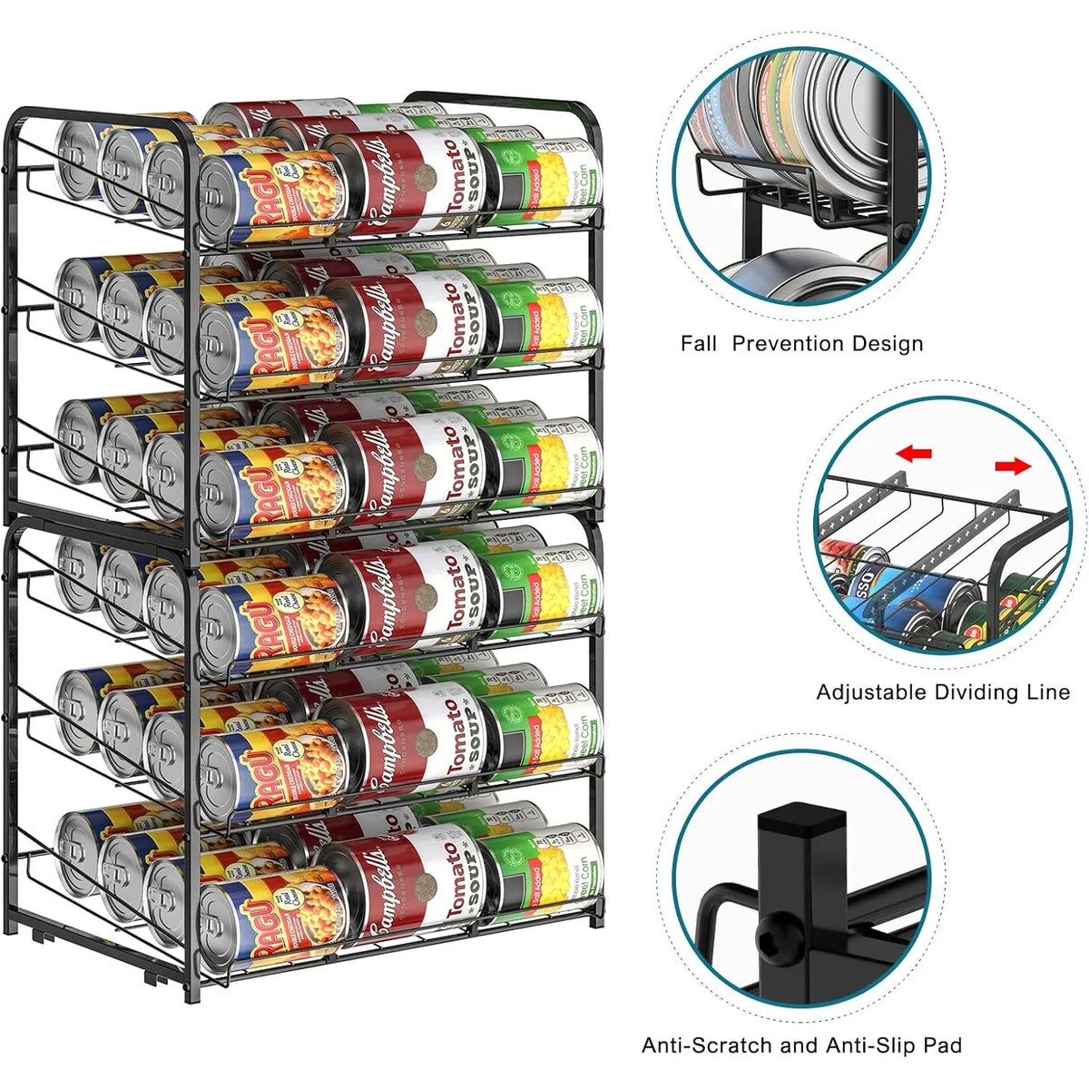 2-Pack Tiered Can Storage Rack – 36-Can Capacity Beverage (Black)