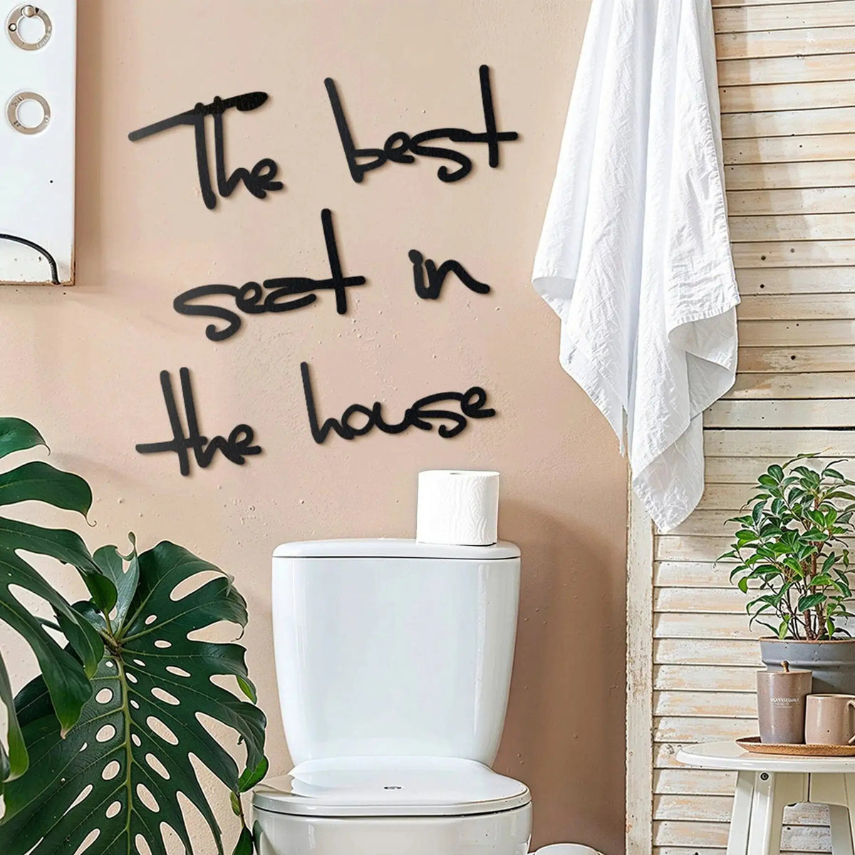 Bathroom Wall Decor Set &quot;The Best Seat in the House&quot; Minimalist Art