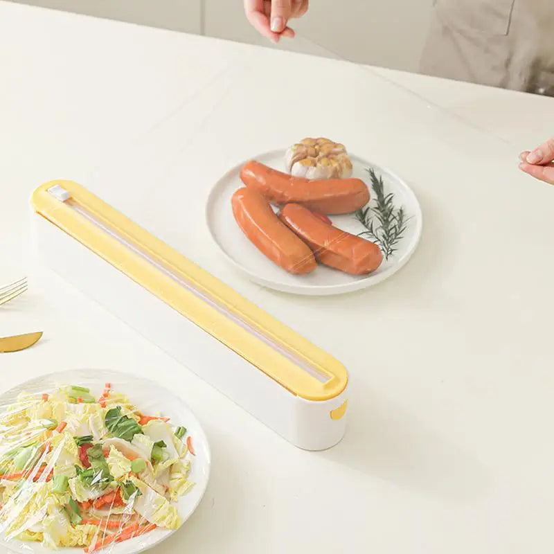 Magnetic Kitchen Wrap Dispenser with Cutter Aluminum Foil Wrap Organizer (White)