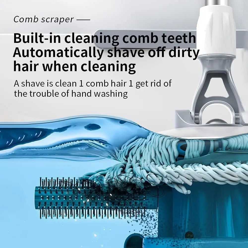 Deluxe 360 Spin Mop and Bucket System with 4 Wheels – 62" Extra Long Stainless Steel Handle 6 Replacement Microfiber Heads Cleaning Kit