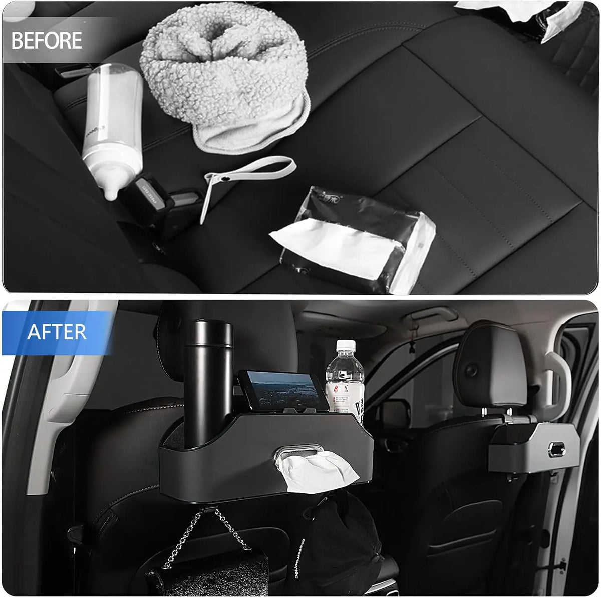 Multifunctional Car Back Seat Organizer for Travel Storage with Cup Holders