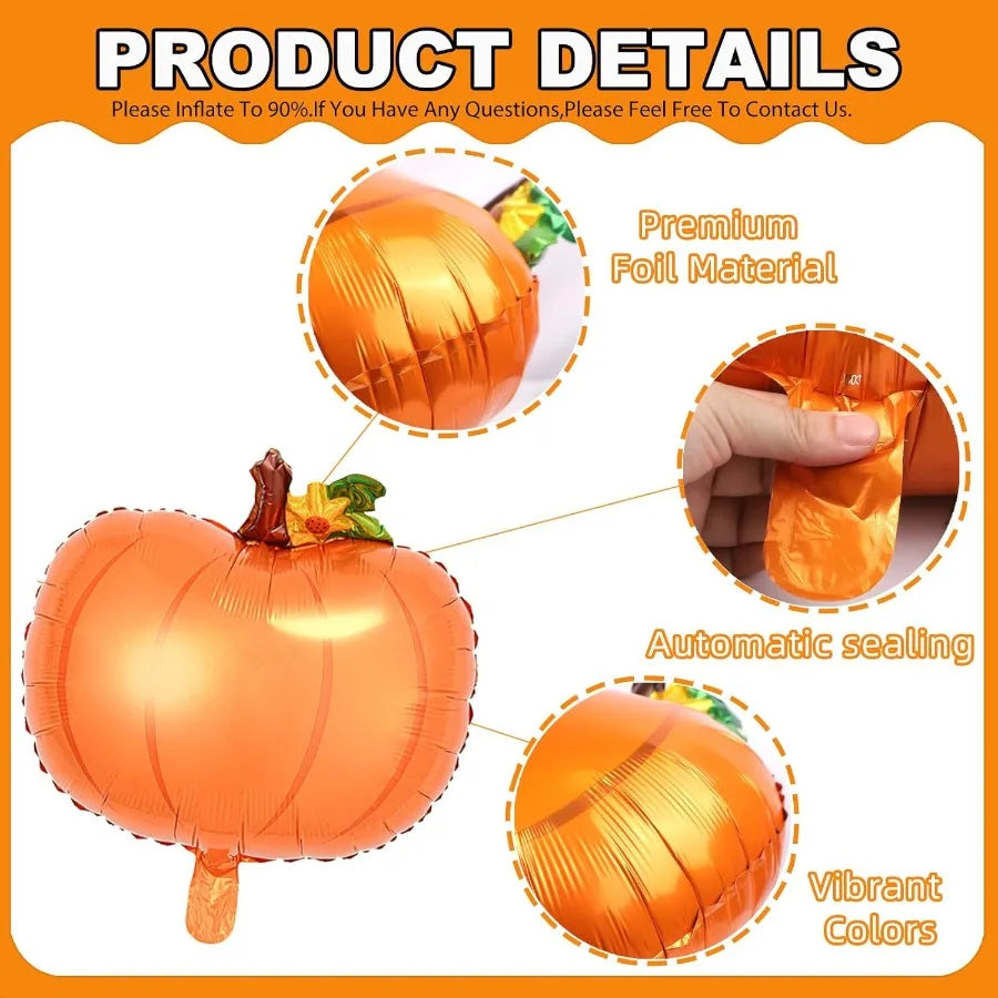 9 Pcs Fall Thanksgiving Balloons Set Premium Foil Pumpkin