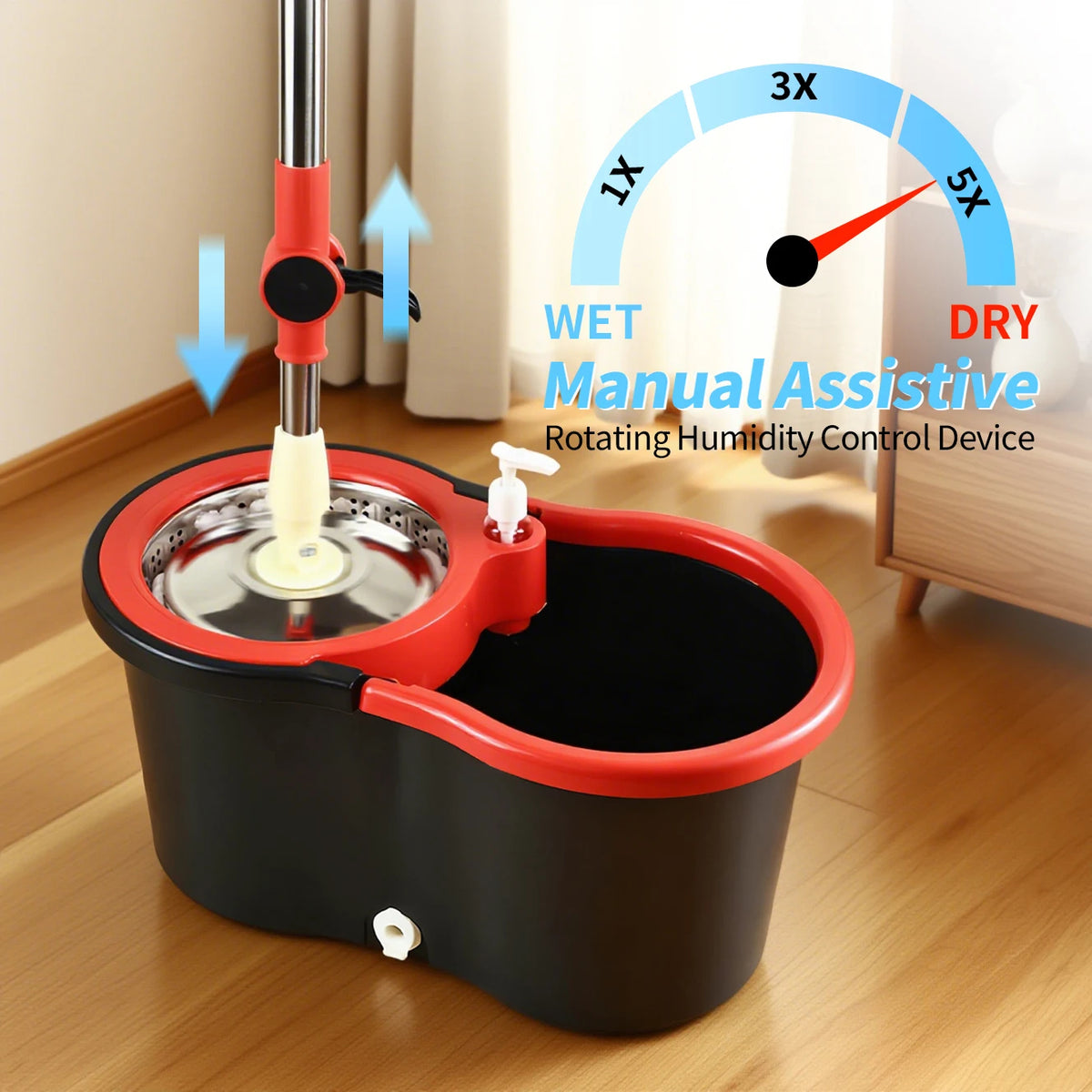 Microfiber Spin Mop and Bucket with Wringer, 360° Rotating Cleaning Mop with 47" Extended Handle