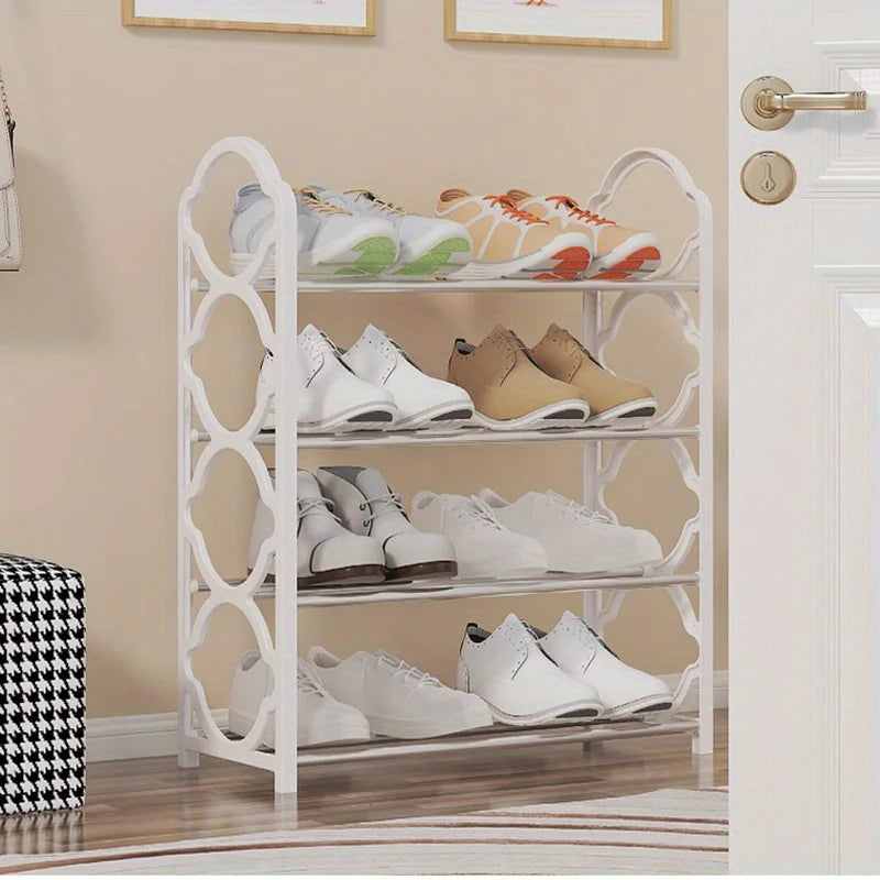 4-Tier Stainless Steel Shoe Rack Organizer Closet Shelf for Entryway Storage (Black)