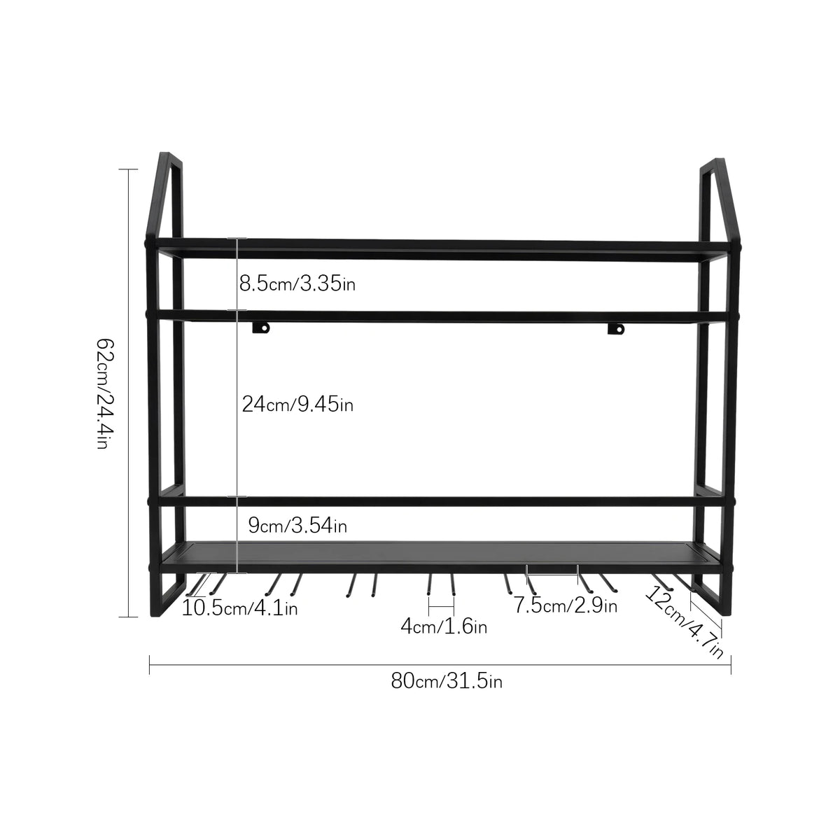 2-Tier Metal Wine Display Stand – Wall Hanging 12-Bottle Holder