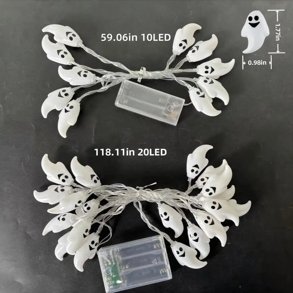 3M Halloween Ghost LED String Lights, 20 White LEDs, USB Powered Party Decor