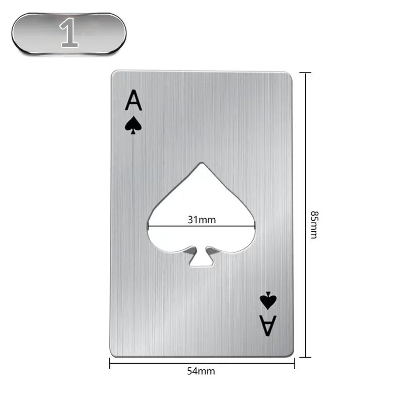Stainless Steel Ace of Spades Bottle Opener, Poker Card Style Beer Bottle Opener, Creative Metal Bottle Cap Opener for Home, Bar &amp; Kitchen (Silver)