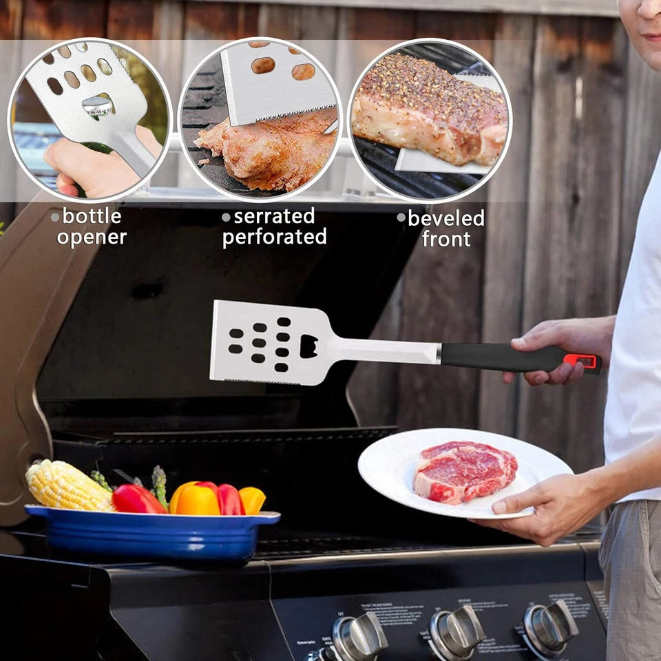 Premium Stainless Steel BBQ Tool Set 7-Piece for Men
