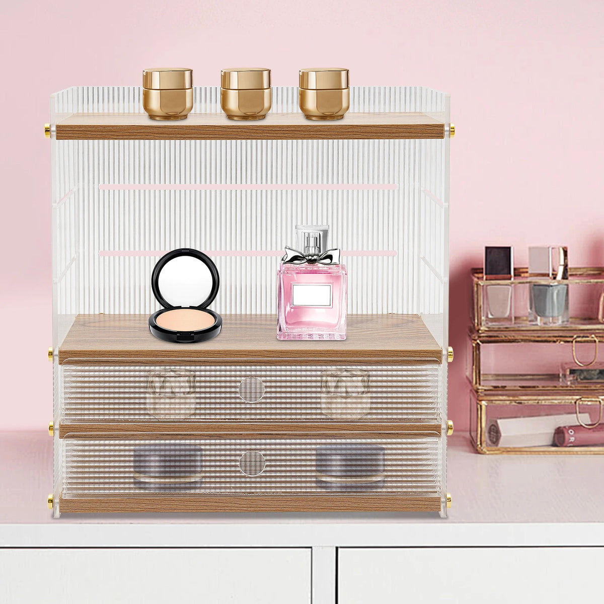 4-Layer Desktop Organizer Cabinet  Multi-Tier Drawer Storage Box