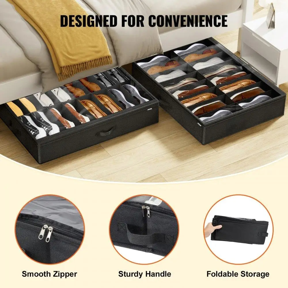 Under Bed Shoe Storage with Clear Window 2-Pack for Storage Organization
