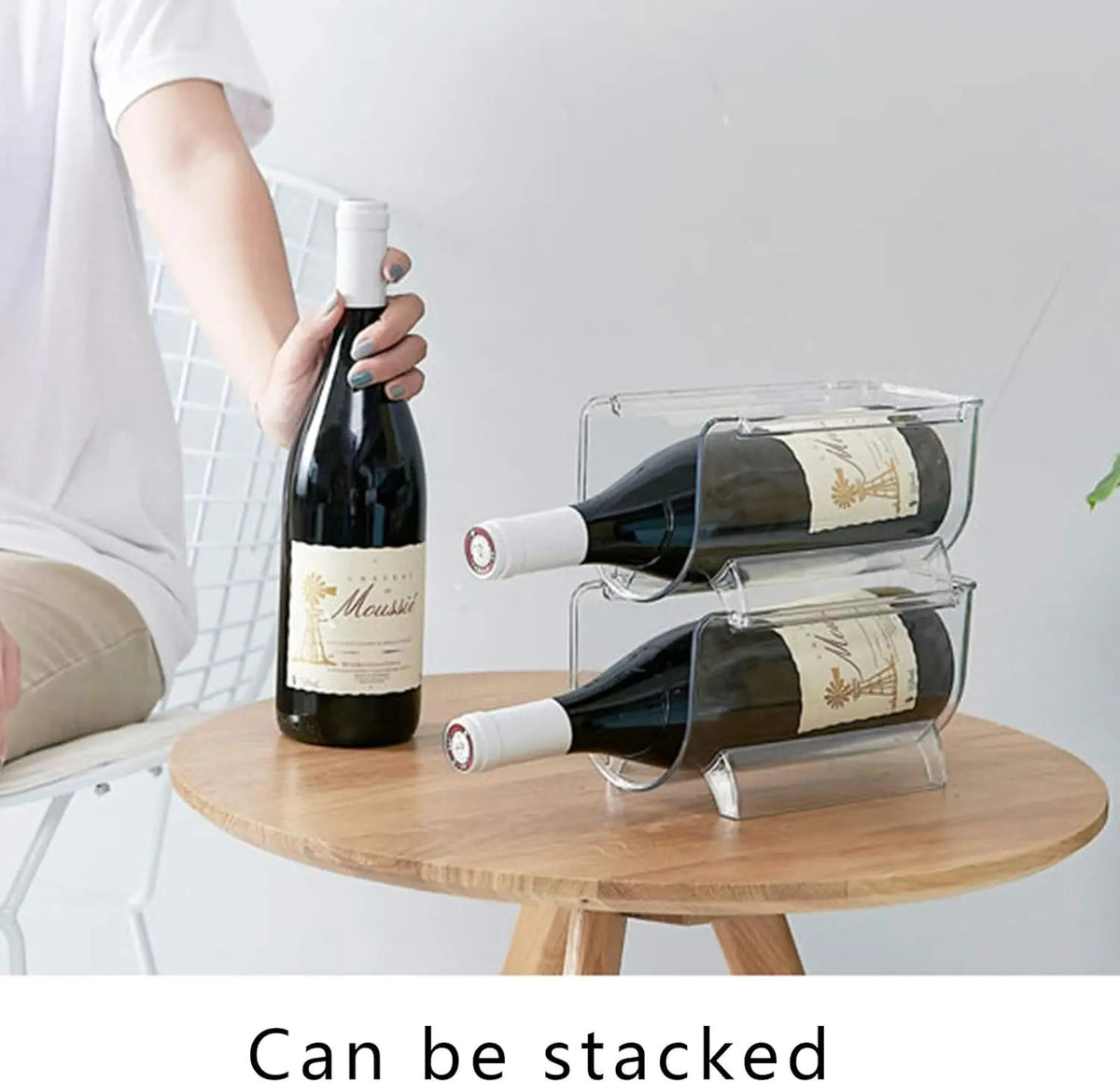 Clear Modular Beverage Stacking Holder Universal Wine &amp; Water Bottle Storage Rack