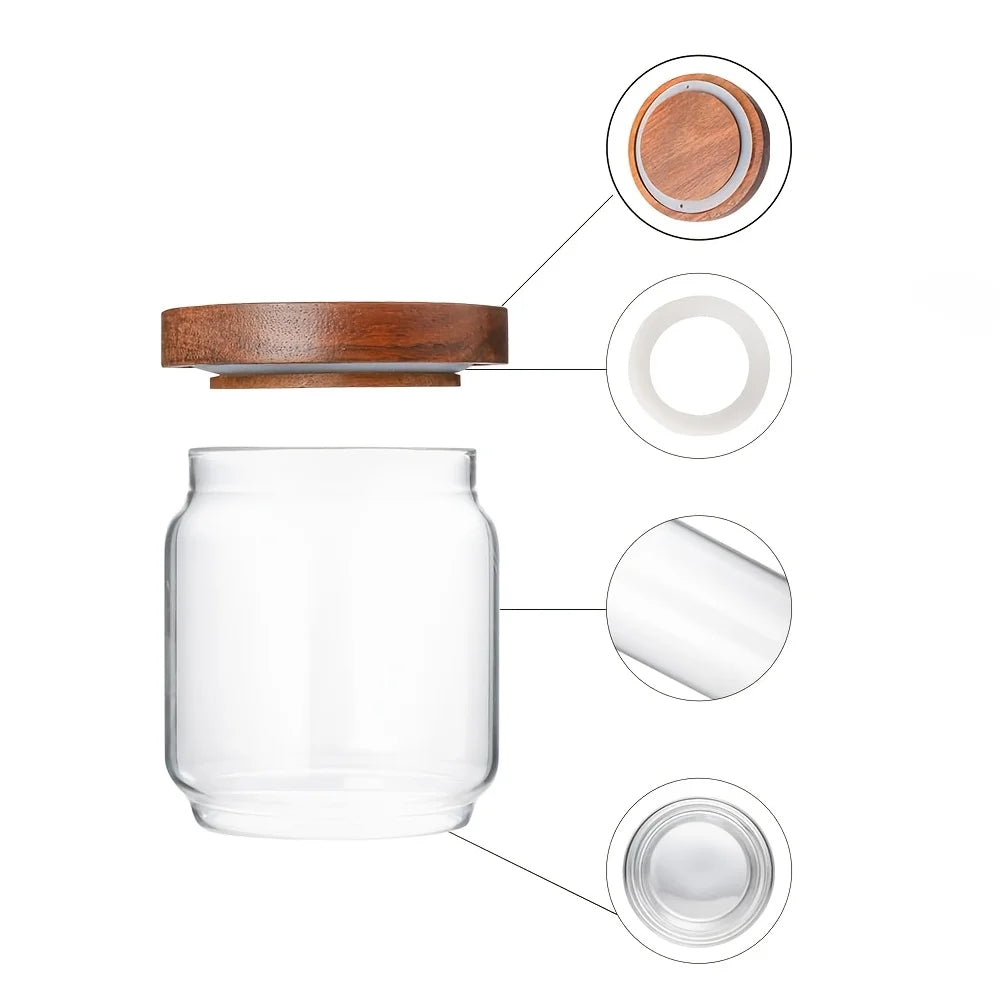 Glass Containers Canister Set 15.2 oz Airtight Food Storage Spice Jars (6 Pack)