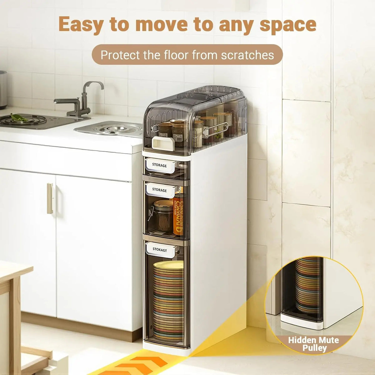 4-Layer Slim Bathroom Cabinet Narrow Storage Portable Storage