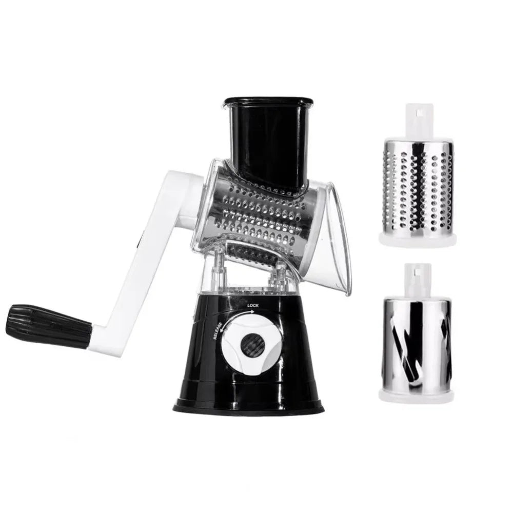 Multifunctional Manual Rotary Grater 3-in-1 Rotary Cheese Grater &amp; Vegetable Slicer (Green)