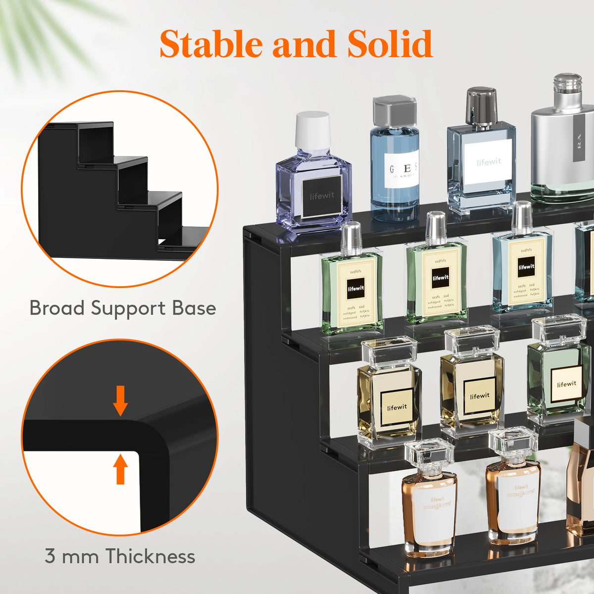 1 Set-12 Inch Step Perfume Organizer, Tool-free Assembly, Display Stand Shelf for Fragrance, Skincare, Figurine, Dessert