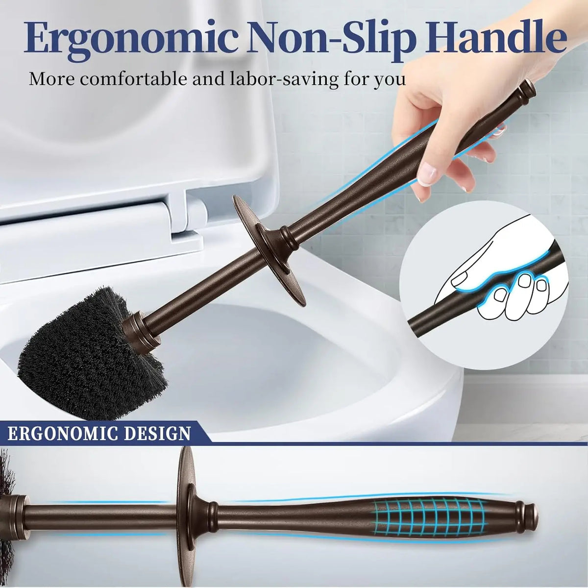 2-Pack Modern Toilet Brush Set with Holder