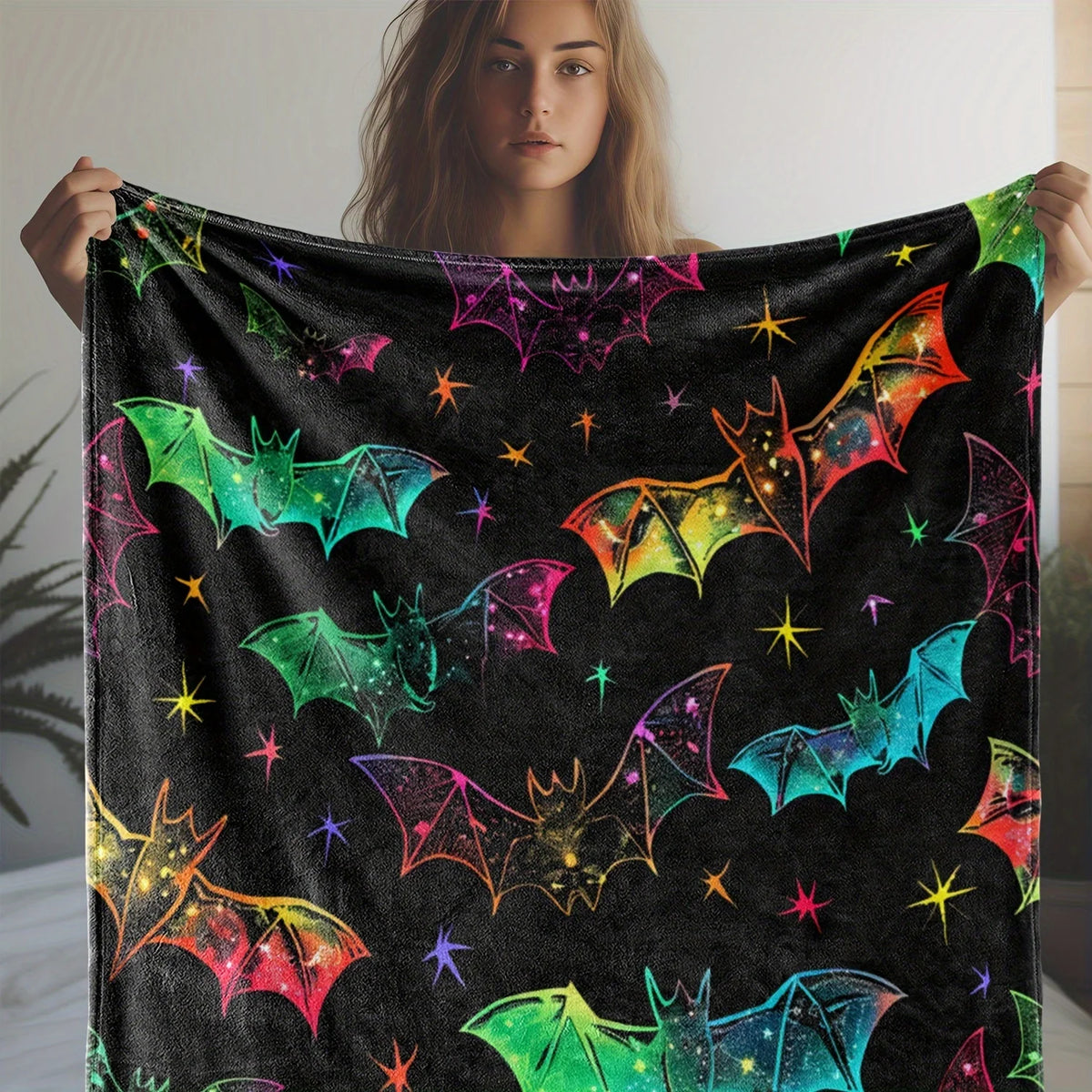 Vintage Bat Print Fleece Blanket (40x50 inch)