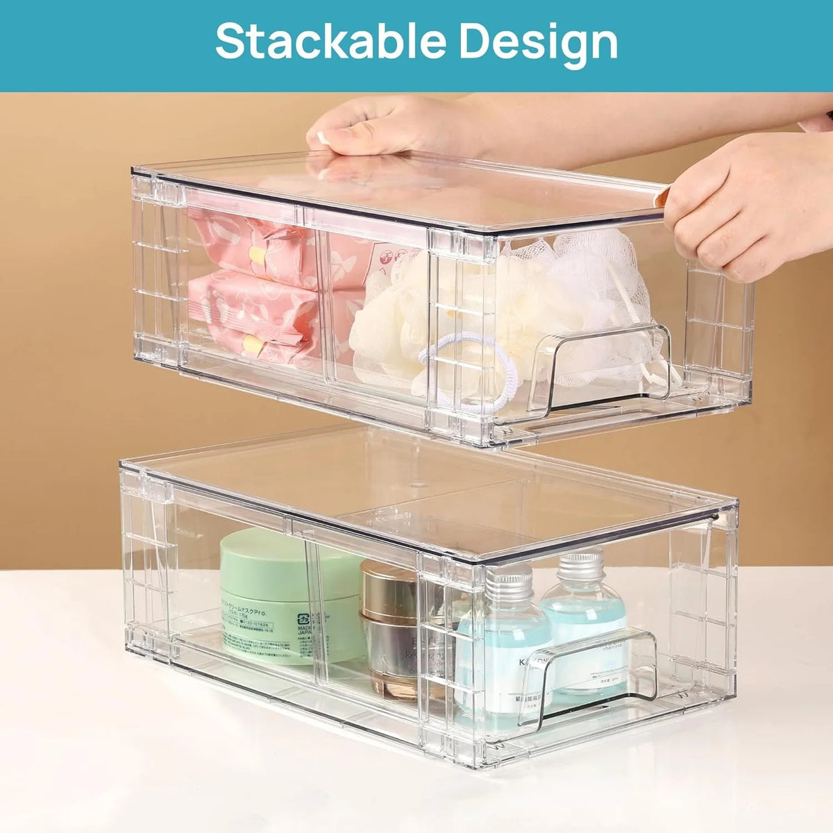 Acrylic Stackable Fridge Bathroom Organizer 6-Pack