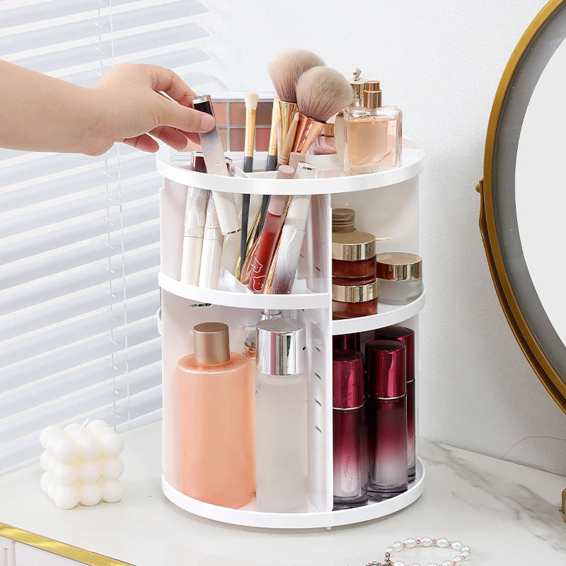 Rotating Makeup Storage Shelf Multi-Layer Cosmetic Storage (White)